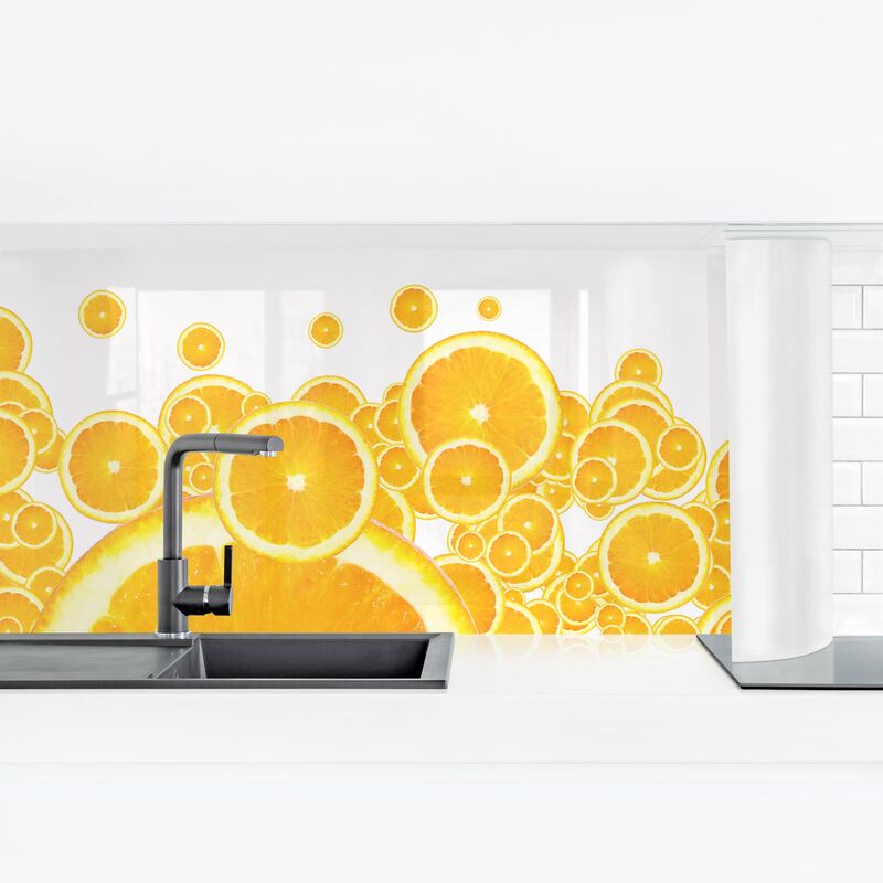 

Revestimiento pared cocina - Retro Orange Pattern II Dimensión LxA: 90cm x 315cm Material: Premium