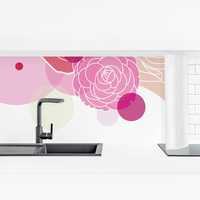 

Revestimiento pared cocina - Roses And Bubbles Dimensión LxA: 90cm x 315cm Material: Magnético