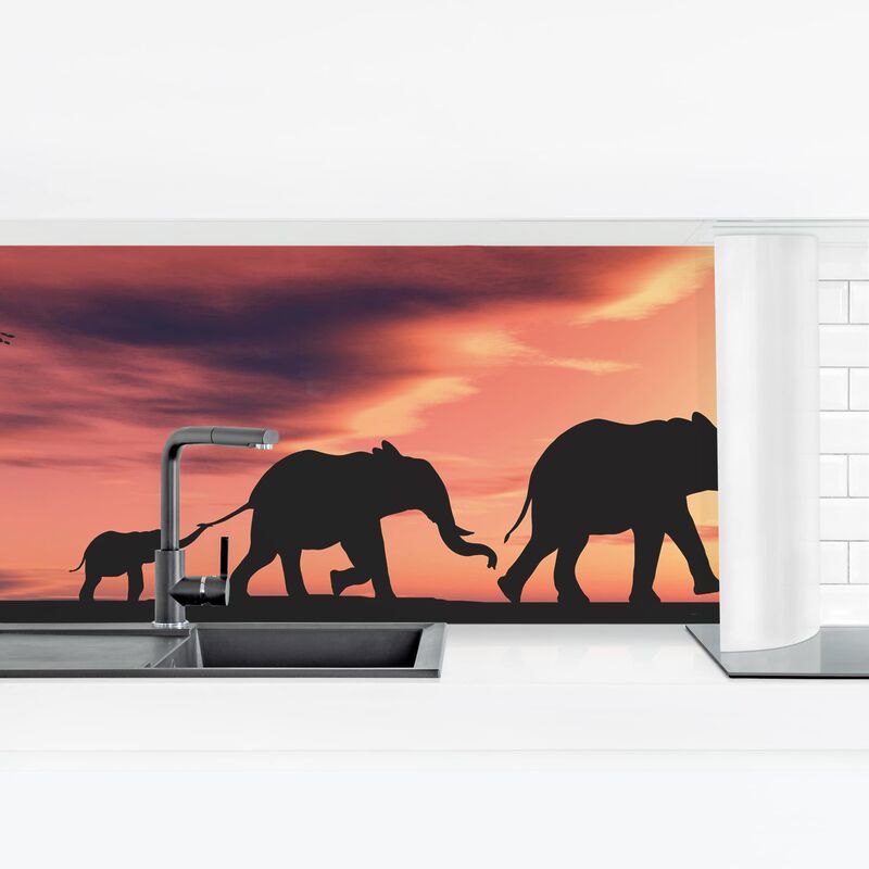 

Revestimiento pared cocina - Savannah Elephant Dimensión LxA: 100cm x 350cm Material: Premium