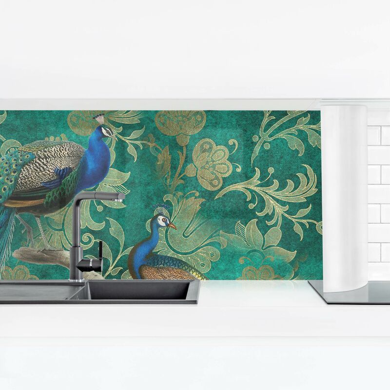 

Revestimiento pared cocina - Shabby Chic Collage - Noble Peacock II Dimensión LxA: 40cm x 140cm Material: Magnético