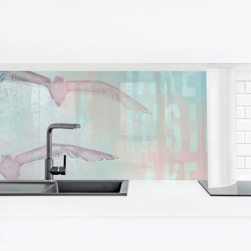 

Revestimiento pared cocina - Shabby Chic Collage - Seagulls Dimensión LxA: 50cm x 175cm Material: Smart