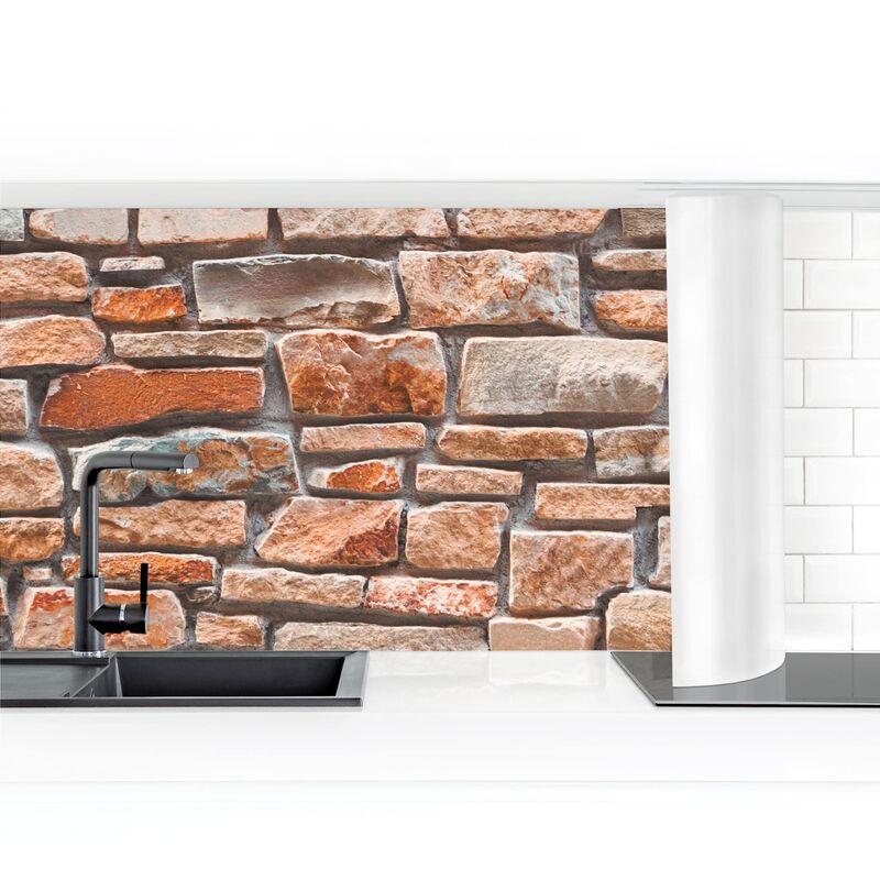 

Revestimiento pared cocina - Stone Look Red Aqua Dimensión LxA: 100cm x 400cm Material: Smart