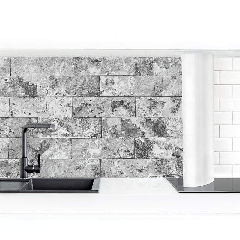 

Bilderwelten - Revestimiento pared cocina - Stone Wall Natural Marble Gray Dimensión LxA: 50cm x 150cm Material: Magnético