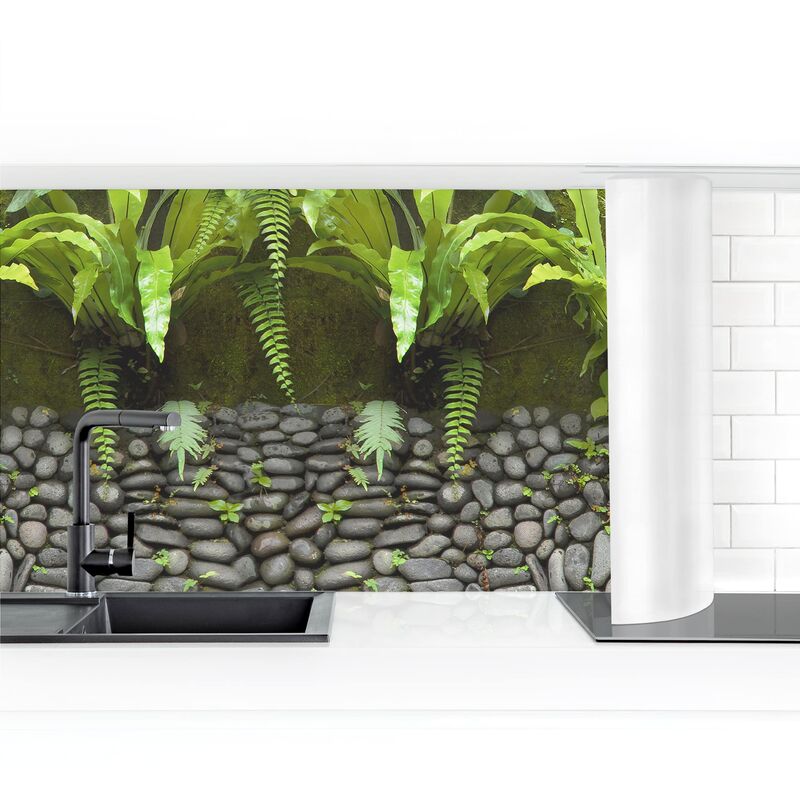 

Revestimiento pared cocina - Stone Wall With Plants Dimensión LxA: 80cm x 400cm Material: Magnético