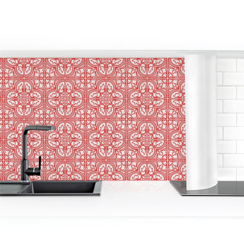 

Revestimiento pared cocina - Tile Pattern Faro Red Dimensión LxA: 80cm x 400cm Material: Smart