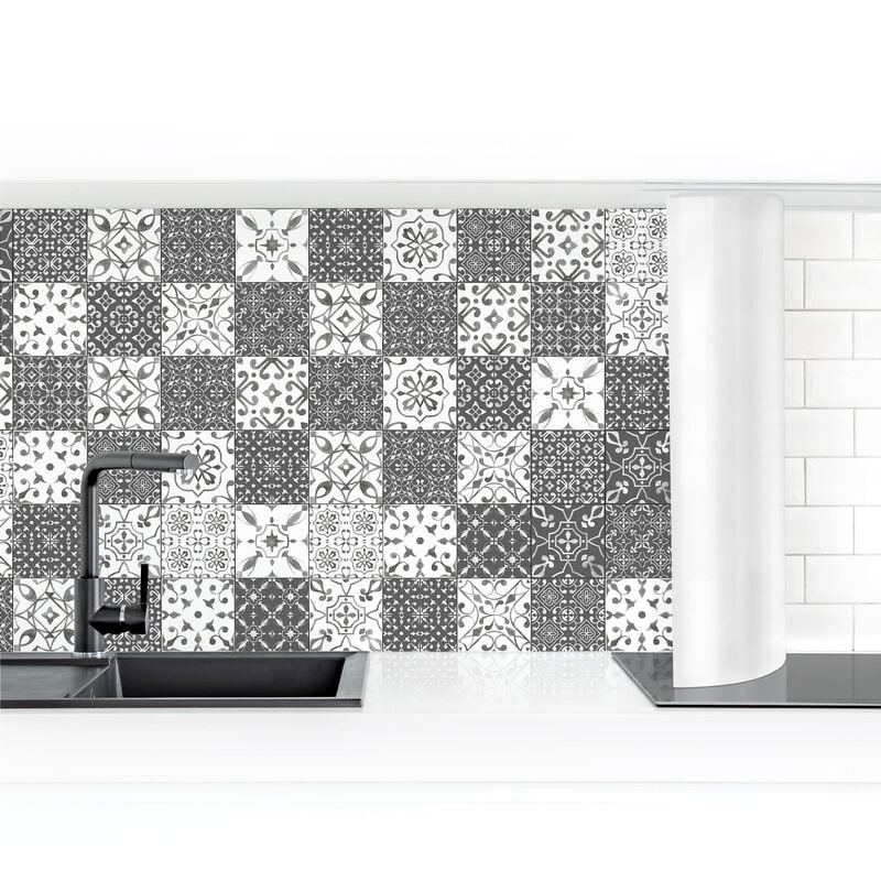 

Revestimiento pared cocina - Tile Pattern Mix Gray White Dimensión LxA: 90cm x 200cm Material: Magnético