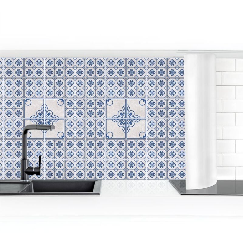 

Revestimiento pared cocina - Tile Pattern Postage Blue Dimensión LxA: 80cm x 100cm Material: Premium