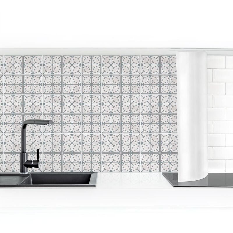 

Revestimiento pared cocina - Tile Pattern Star Geometry Gray Blue Dimensión LxA: 60cm x 50cm Material: Premium