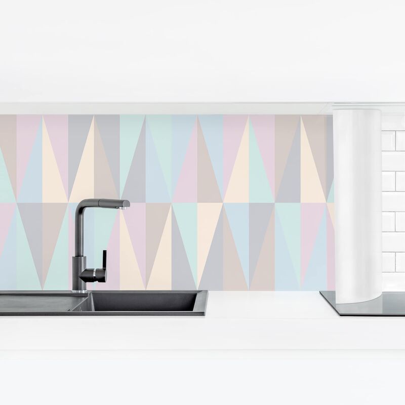 

Revestimiento pared cocina - Triangles In Pastel Colors Dimensión LxA: 70cm x 245cm Material: Magnético