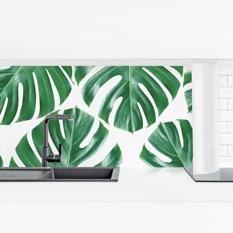 

Revestimiento pared cocina - Tropical Green Leaves Monstera Dimensión LxA: 60cm x 210cm Material: Magnético