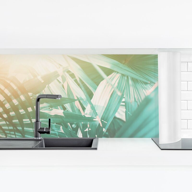 

Bilderwelten - Revestimiento pared cocina - Tropical Plants Palm Trees At Sunset Dimensión LxA: 50cm x 175cm Material: Smart