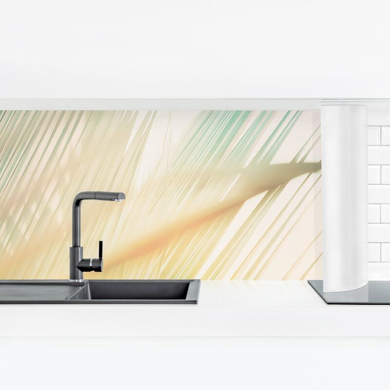 

Revestimiento pared cocina - Tropical Plants Palms At Sunset II Dimensión LxA: 100cm x 350cm Material: Premium