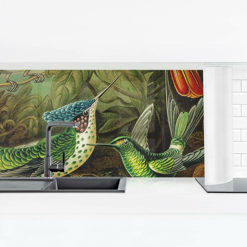 

Revestimiento pared cocina - Vintage Board Hummingbirds Dimensión LxA: 80cm x 280cm Material: Premium