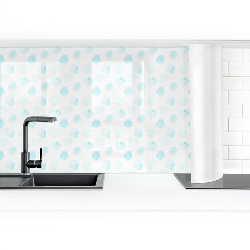 

Revestimiento pared cocina - Watercolor Points Turquoise Dimensión LxA: 50cm x 400cm Material: Premium