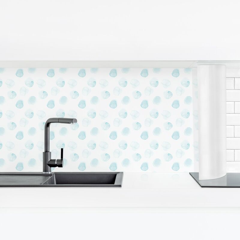 

Revestimiento pared cocina - Watercolor Points Turquoise Dimensión LxA: 80cm x 280cm Material: Magnético