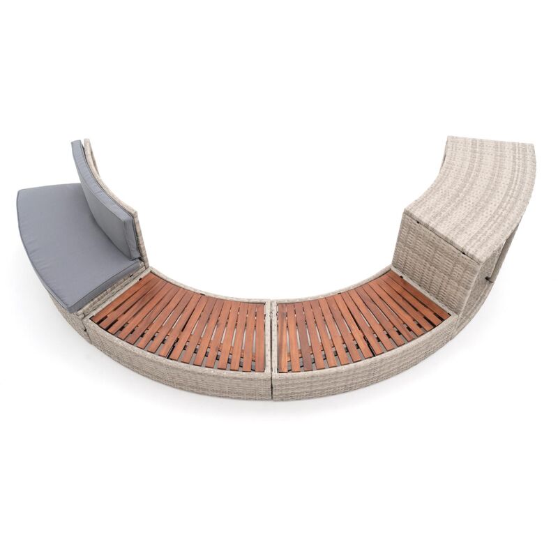 Revestimiento Spa Hidromasaje K2O Half Surround 180 289X45X56 Cm Borde Para Spa Semicircular De 4 Piezas Escalones, Banco Y Almacenamiento