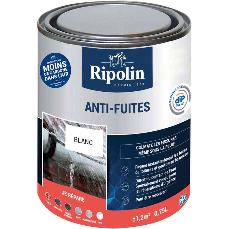 Revêtement d'étanchéité Anti-fuites toiture&goutière blanc 0,75 l - Ripolin