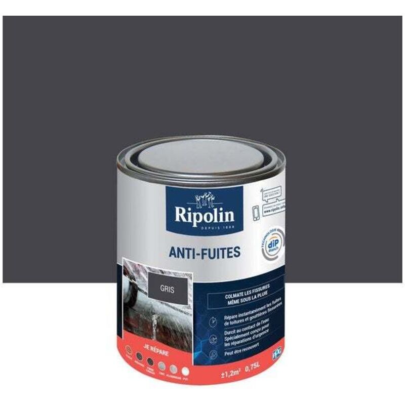 Revêtement d'étanchéité Anti-fuites toiture&goutière gris 0,75 l - Ripolin