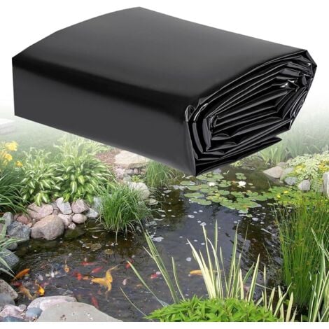 QIYAO Revêtement de bassin HDPE durable pour bassins extérieurs,revêtement d'étang préformé, membrane de piscine de jardin pour bassins à poissons Koi, fontaine et cascade(2x3m)-0.3mm