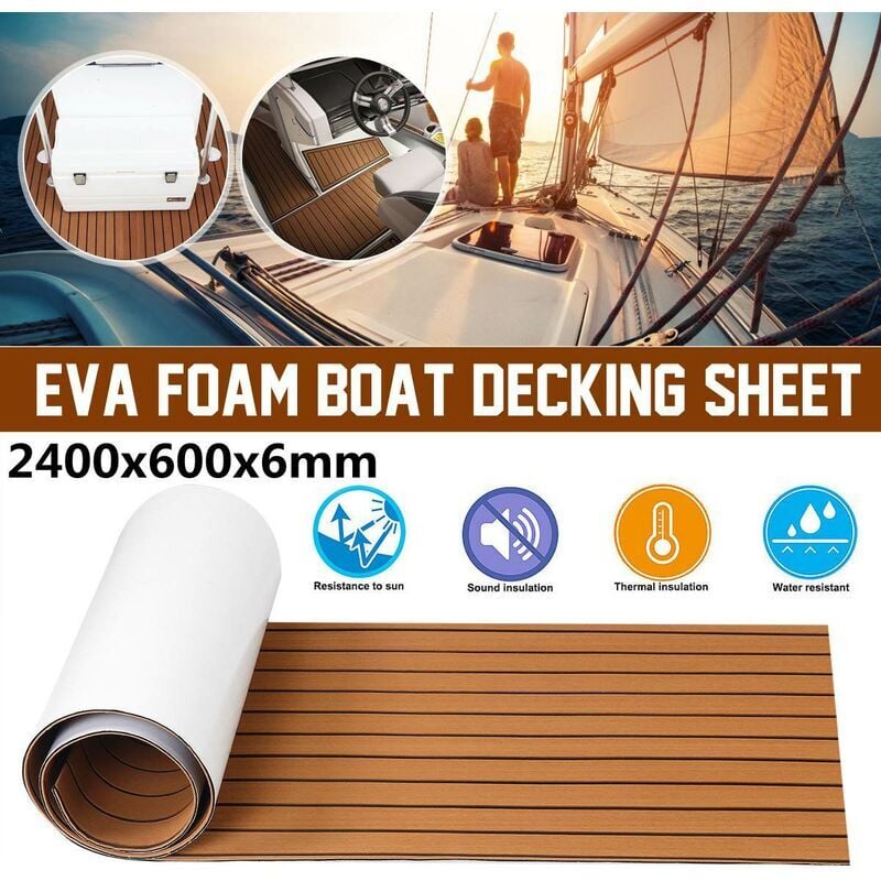 Revetement de Sol en Faux Teck Auto-Adhesif pour pont de bateau Mousse OligFoam 2400x600x6mm pour Bateau Yacht Polymeres Rayes