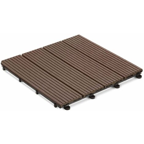 FLOORDIREKT Revêtement de sol pour terrasse WPC Ultra résistant Royal Marron foncé 30 x 30 cm