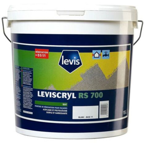 Revêtement hydrofuge semi-épais mat 15L – Couleur blanche – Pour façades extérieures – Excellente protection contre l'humidité – Levis - RS700