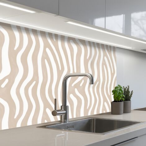 REVETEMENT MURAL DE CUISINE, CRÉDENCE DE CUISINE Abstrait - Zèbre - Beige 80x60