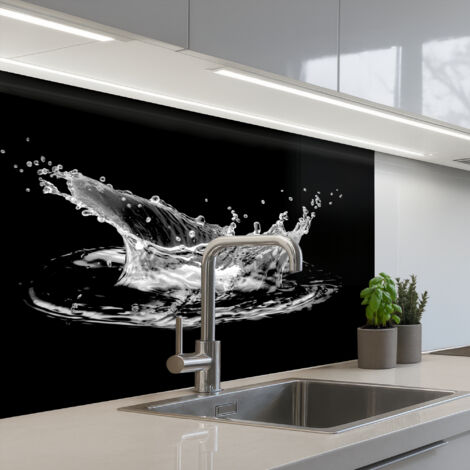 REVETEMENT MURAL DE CUISINE, CRÉDENCE DE CUISINE Eau - Splash - Eau - Noir 80x60