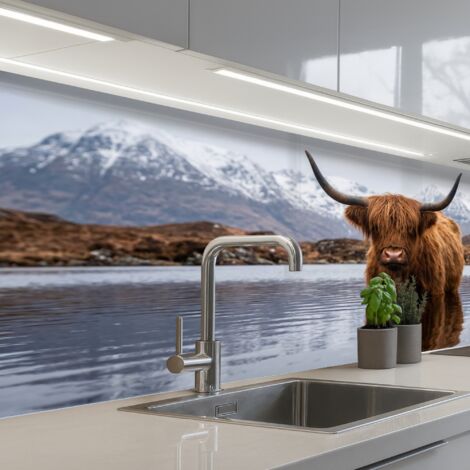 REVETEMENT MURAL DE CUISINE, CRÉDENCE DE CUISINE Highlander écossais - Marron - Eau 150x60