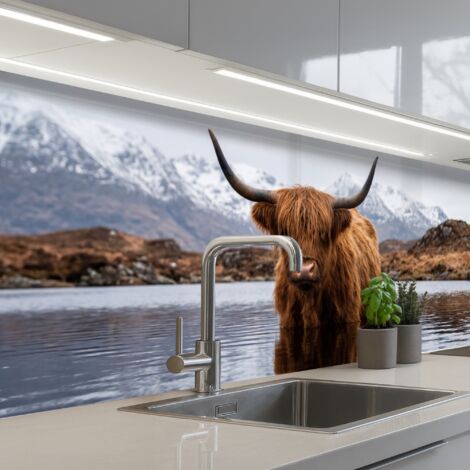 REVETEMENT MURAL DE CUISINE, CRÉDENCE DE CUISINE Highlander écossais - Marron - Eau 200x60