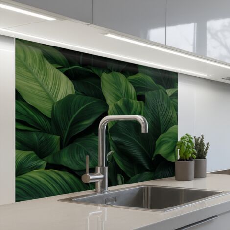 REVETEMENT MURAL DE CUISINE, CRÉDENCE DE CUISINE Nature - Tropical - Feuilles - Vert 100x80