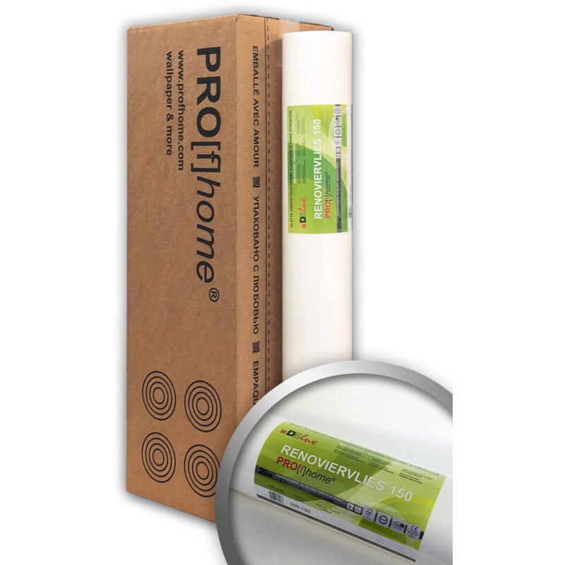 Intissé de rénovation murale lisse 150 g Profhome 399-150 fibre intissé professionnel à peindre Papier peint intissé blanc 4 rouleaux 75 m2