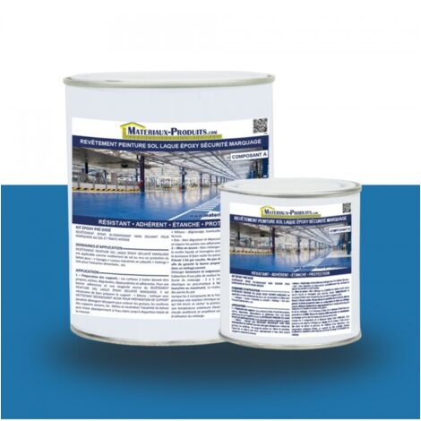 Matpro – Peinture époxy pour sol intérieur 1 Kg – Bleu – Résistante aux chocs et agents chimiques – Application en intérieur et extérieur