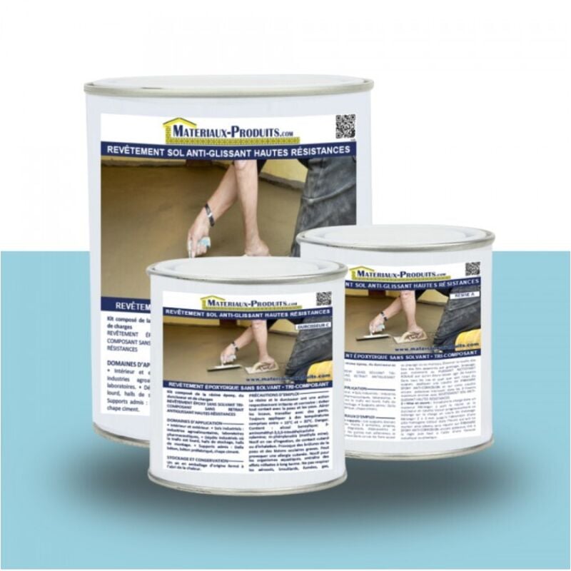 Revêtement sol anti-glissant hautes résistances - 2.5 Kg Bleu piscine - MATPRO