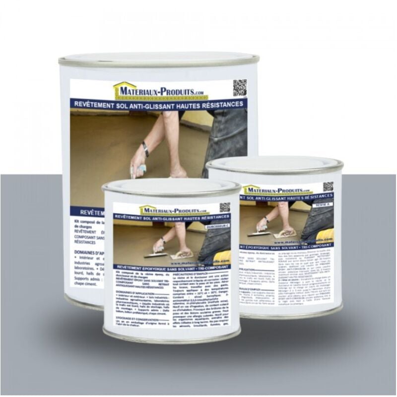 Revêtement sol anti-glissant hautes résistances - 20 Kg Gris béton Matpro