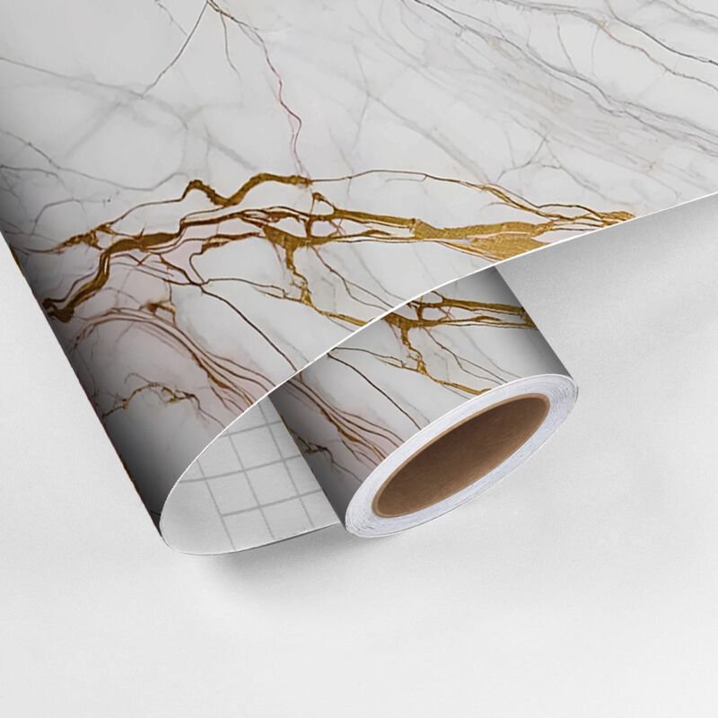 Revêtement sticker sol - effet marbre gris rose - Rouleau adhésif Protection Anti-dérapant - 60x100cm
