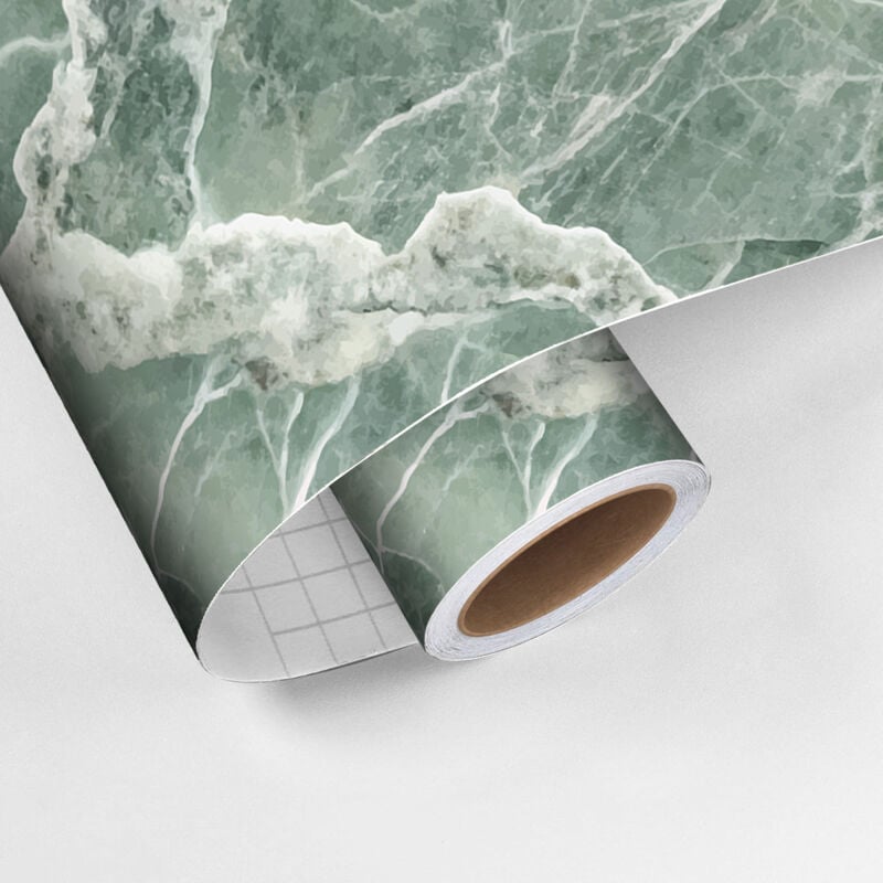 Revêtement sticker sol - effet marbre vert - Rouleau adhésif Protection Anti-dérapant - 60x100cm