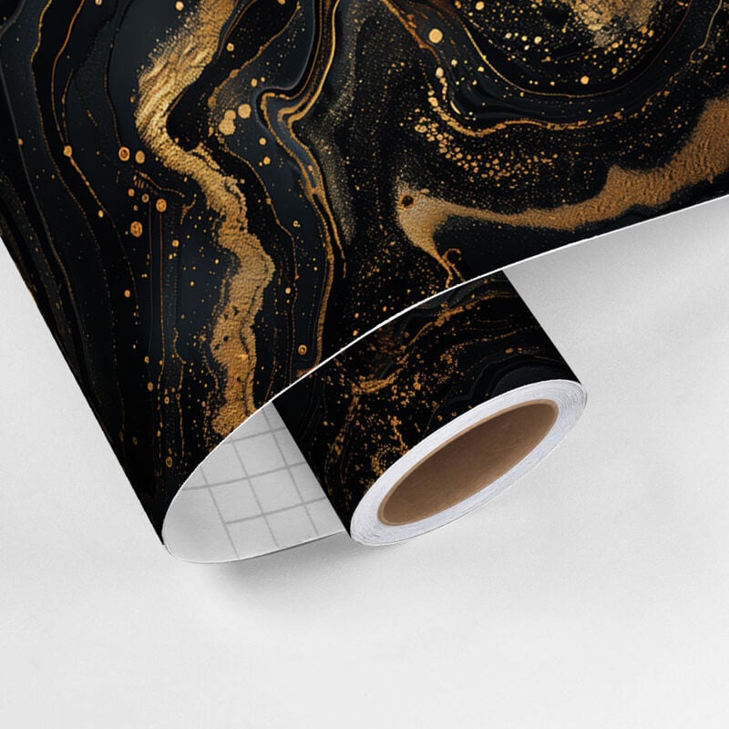 Ambiance-sticker - Revêtement sticker sol - effet pierre noir gris et sable jaune - Rouleau adhésif Protection Anti-dérapant - 60x100cm