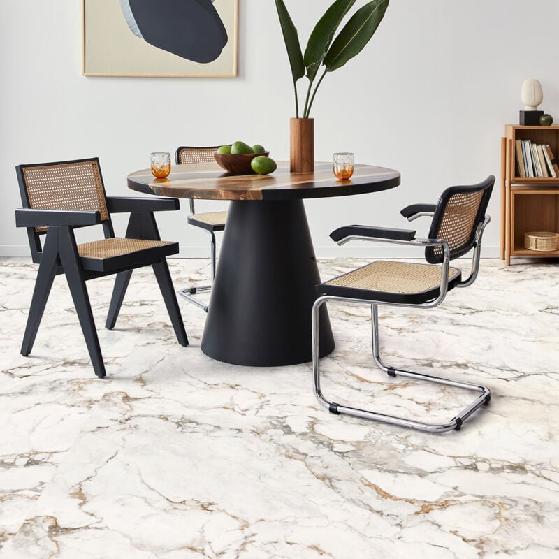 Revêtement sticker sol - marbre blanc cassé - Rouleau adhésif Protection Anti-dérapant - 60x200cm