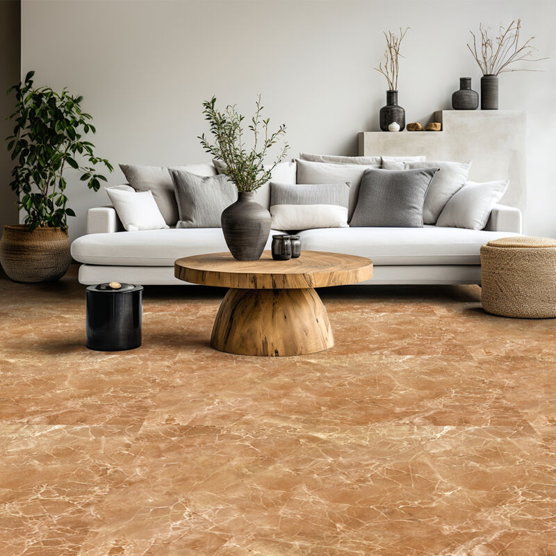 Ambiance-sticker - Revêtement sticker sol - marbre brun cappuccino - Rouleau adhésif Protection Anti-dérapant - 60x200cm