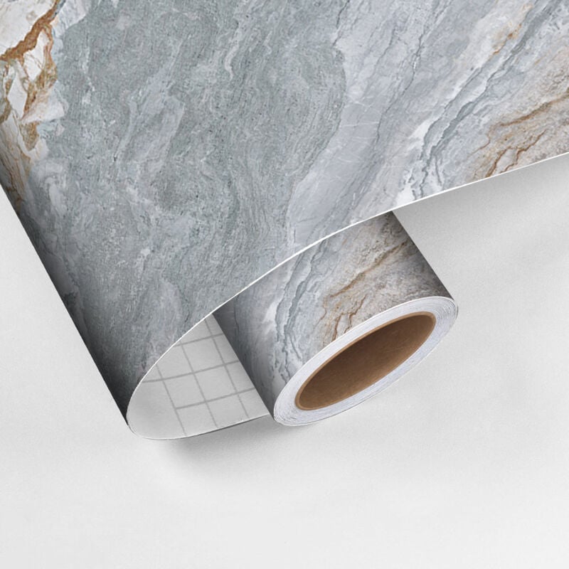 Revêtement sticker sol - marbre gris d'alaska - Rouleau adhésif Protection Anti-dérapant - 60x100cm