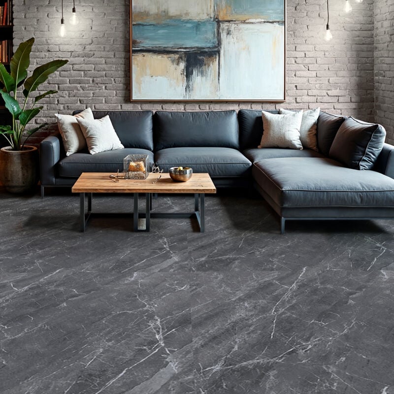 Revêtement sticker sol - marbre gris - Rouleau adhésif Protection Anti-dérapant - 60x200cm