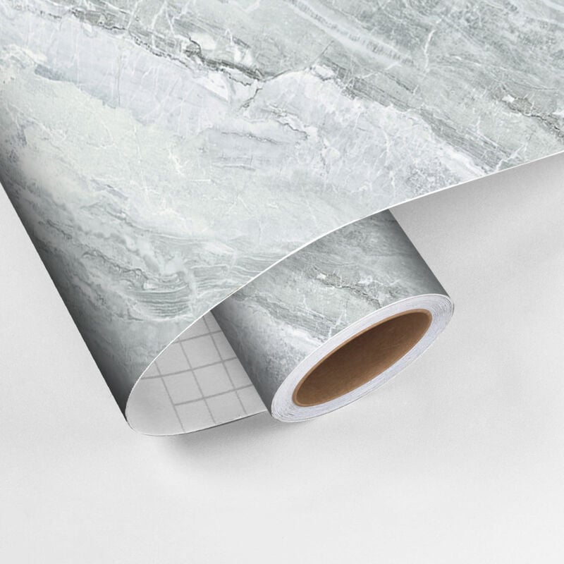 Revêtement sticker sol - marbre gris vert - Rouleau adhésif Protection Anti-dérapant - 60x100cm