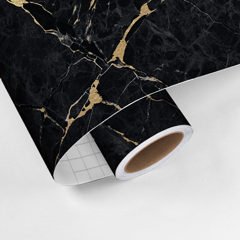 Revêtement sticker sol - marbre noir - Rouleau adhésif Protection Anti-dérapant - 60x100cm