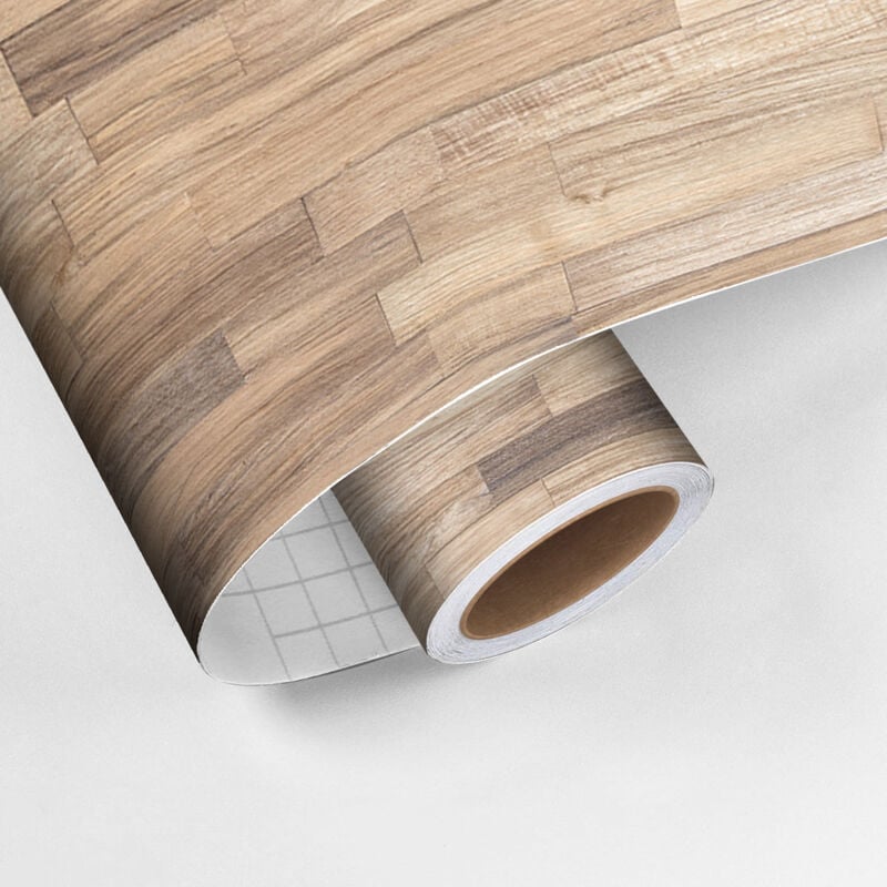 Revêtement sticker sol - parquet petits bois - Rouleau adhésif Protection Anti-dérapant - 60x100cm
