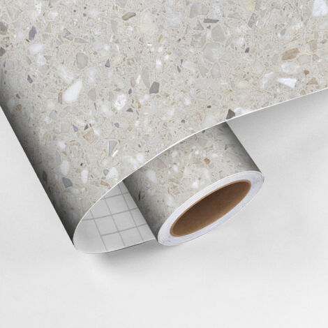 Revêtement sticker sol - TERRAZZO - Rouleau adhésif Protection Anti-dérapant - 60x100cm