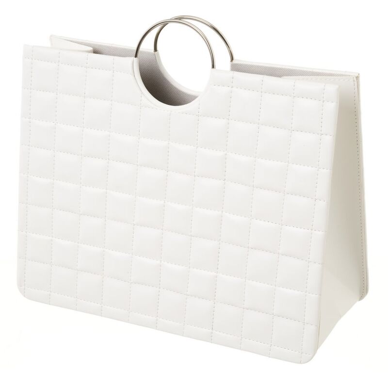 

Revistero bolso con asas blanco de piel sintética de 38x16x35 cm