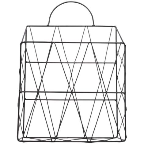 Revistero colgante de pared, organizador de diarios, documentos, libros y archivos, cesta metálica, contenedor de almacenamiento, soporte de exhibición para estantes - Negro