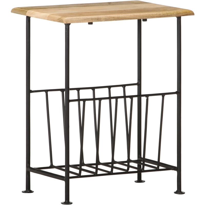 

Happyshopping - Revistero madera maciza de mango y acero 40x30x50 cm