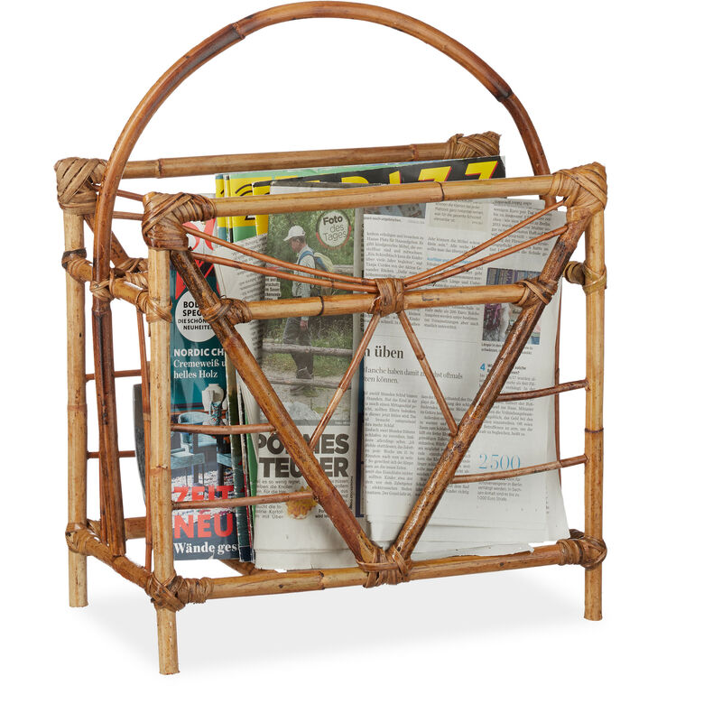 

Revistero, Ratán, Rectangular, Archivador de revistas, Madera, Marrón, 48 x 37,5 x 21,5 cm
